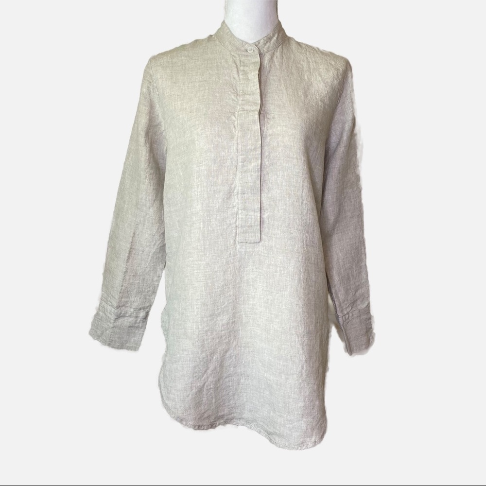 Jenni Kayne 100% Linen Tunic Top Women’s Small Lagenlook Button Front